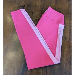 Wilo Workout Leggings Hot Pink Light Pink racing stripes Size Medium Gym Ankle
